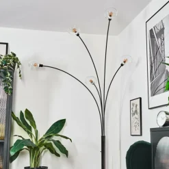Nikkala Lampadaire Chrome, Noir, 5 lumières