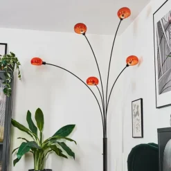Nikkala Lampadaire Chrome, Noir, 5 lumières