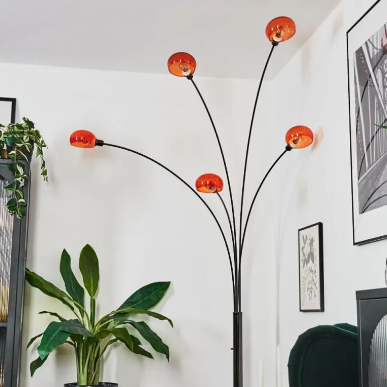 Nikkala Lampadaire Chrome, Noir, 5 lumières
