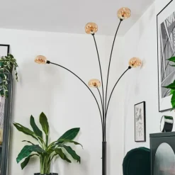 Nikkala Lampadaire Chrome, Noir, 5 lumières
