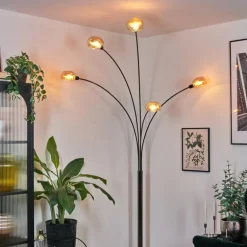 Nikkala Lampadaire Chrome, Noir, 5 lumières