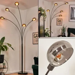Nikkala Lampadaire Chrome, Noir, 5 lumières