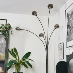 Nikkala Lampadaire Chrome, Noir, 5 lumières