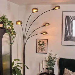 Nikkala Lampadaire Chrome, Noir, 5 lumières