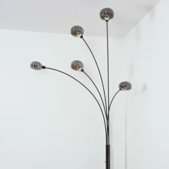 Nikkala Lampadaire Chrome, Noir, 5 lumières
