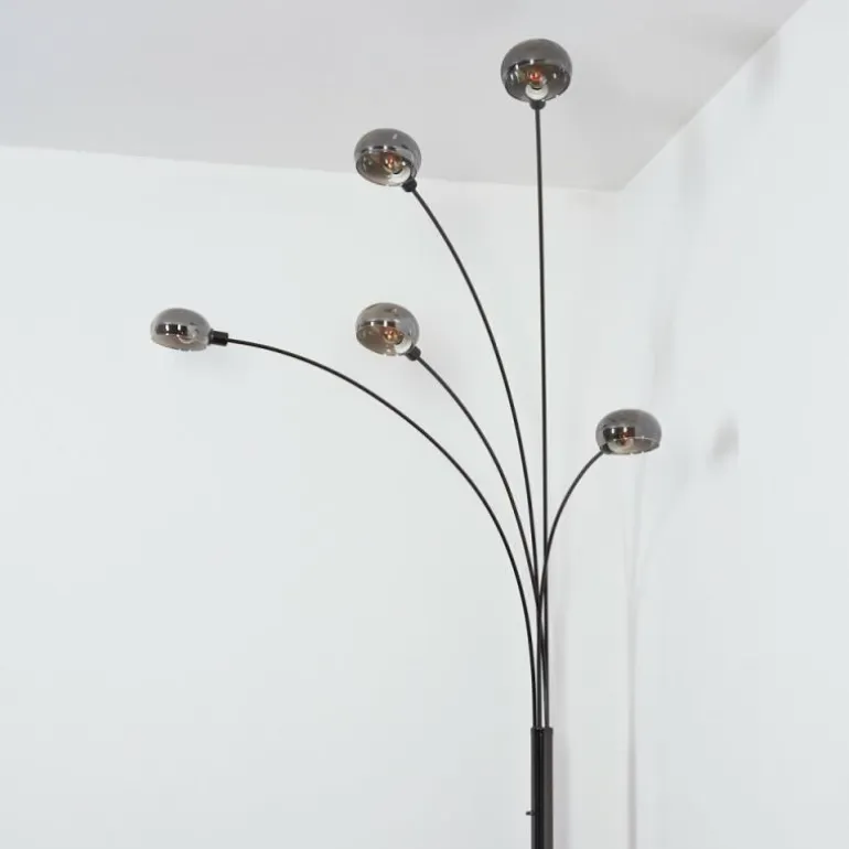 Nikkala Lampadaire Chrome, Noir, 5 lumières