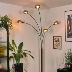 Nikkala Lampadaire Chrome, Noir, 5 lumières