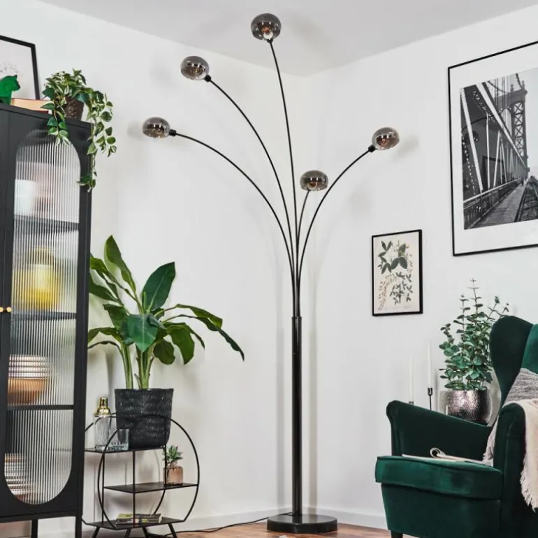 Nikkala Lampadaire Chrome, Noir, 5 lumières