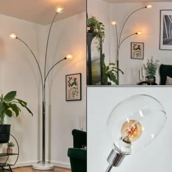 Nikkala Lampadaire Chrome, Blanc, 3 lumières