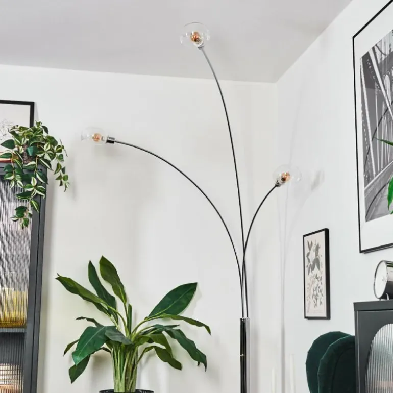 Nikkala Lampadaire Chrome, Blanc, 3 lumières