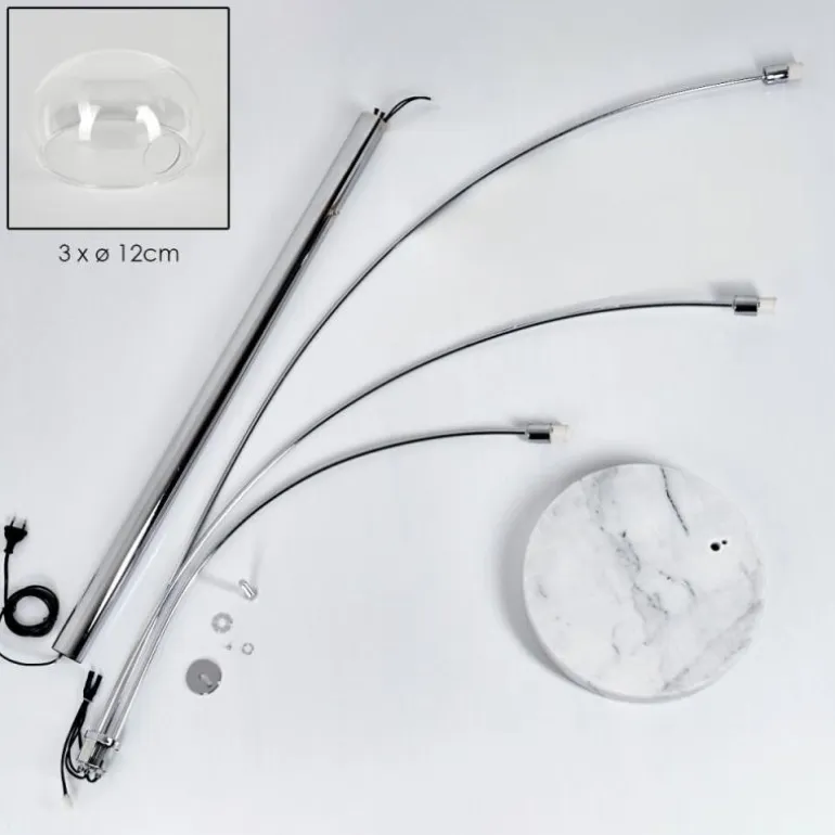 Nikkala Lampadaire Chrome, Blanc, 3 lumières