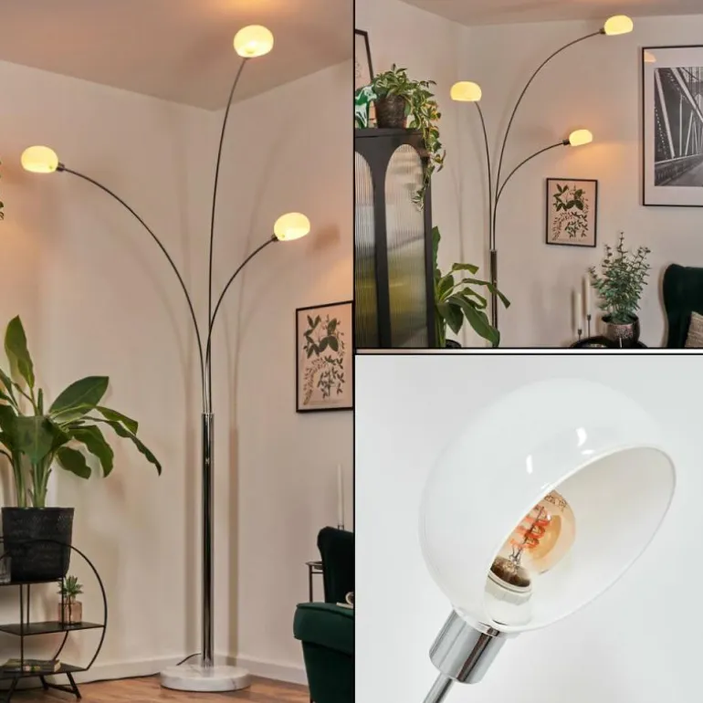 Nikkala Lampadaire Chrome, Blanc, 3 lumières