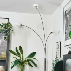 Nikkala Lampadaire Chrome, Blanc, 3 lumières