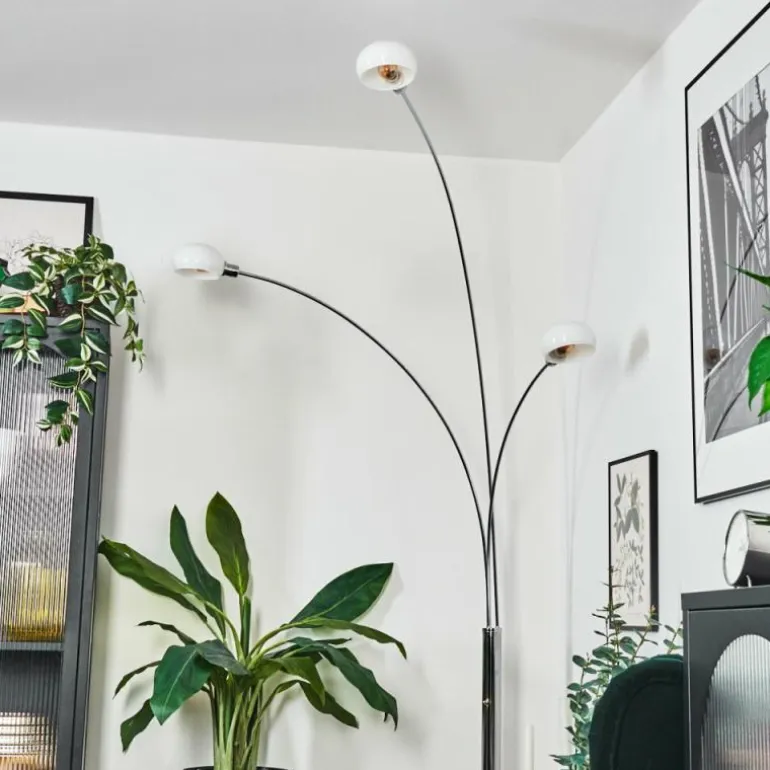 Nikkala Lampadaire Chrome, Blanc, 3 lumières
