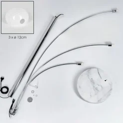 Nikkala Lampadaire Chrome, Blanc, 3 lumières