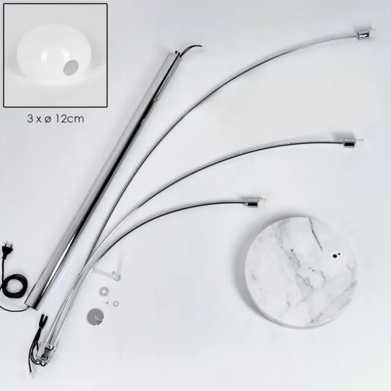 Nikkala Lampadaire Chrome, Blanc, 3 lumières