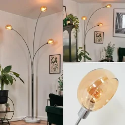 Nikkala Lampadaire Chrome, Blanc, 3 lumières
