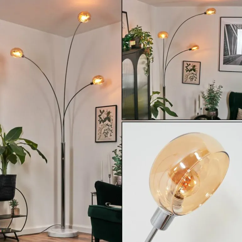 Nikkala Lampadaire Chrome, Blanc, 3 lumières