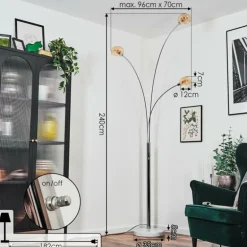 Nikkala Lampadaire Chrome, Blanc, 3 lumières