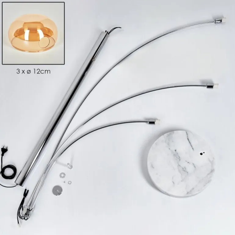 Nikkala Lampadaire Chrome, Blanc, 3 lumières