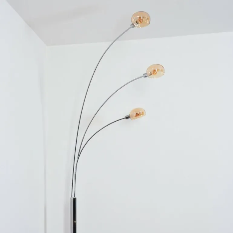 Nikkala Lampadaire Chrome, Blanc, 3 lumières