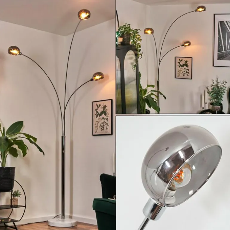 Nikkala Lampadaire Chrome, Blanc, 3 lumières
