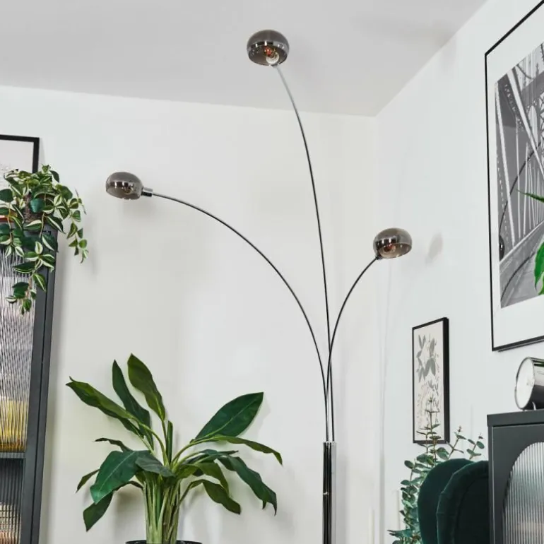 Nikkala Lampadaire Chrome, Blanc, 3 lumières
