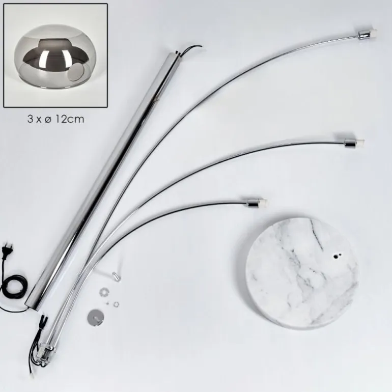 Nikkala Lampadaire Chrome, Blanc, 3 lumières