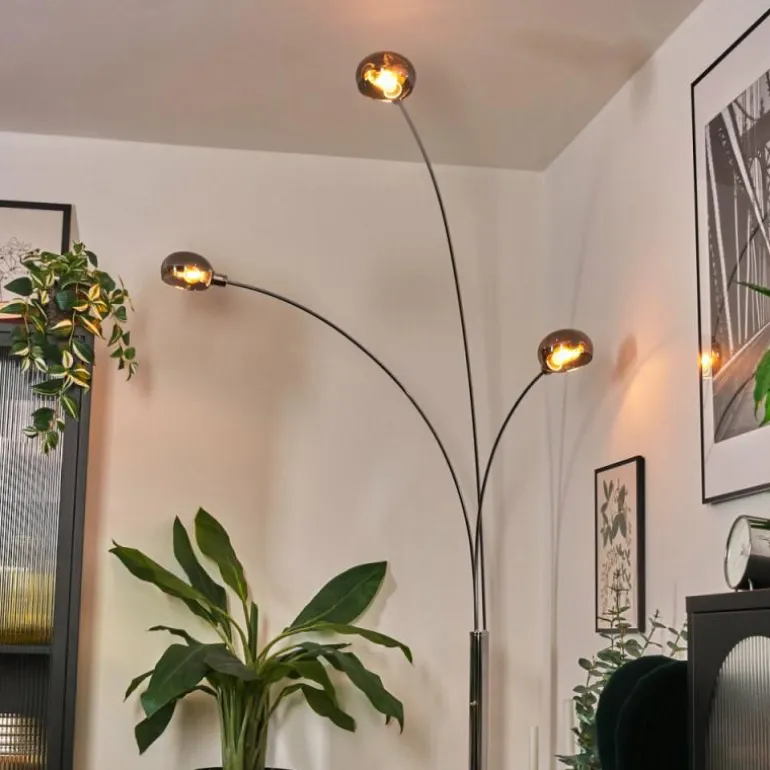 Nikkala Lampadaire Chrome, Blanc, 3 lumières