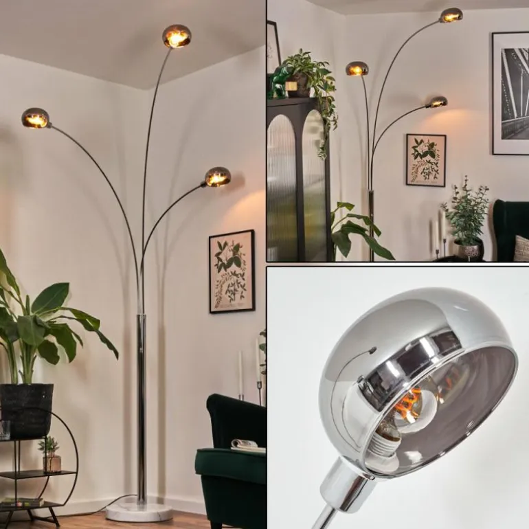 Nikkala Lampadaire Chrome, Blanc, 3 lumières