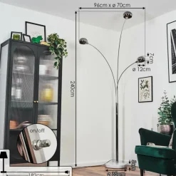 Nikkala Lampadaire Chrome, Blanc, 3 lumières