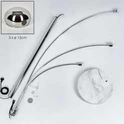 Nikkala Lampadaire Chrome, Blanc, 3 lumières
