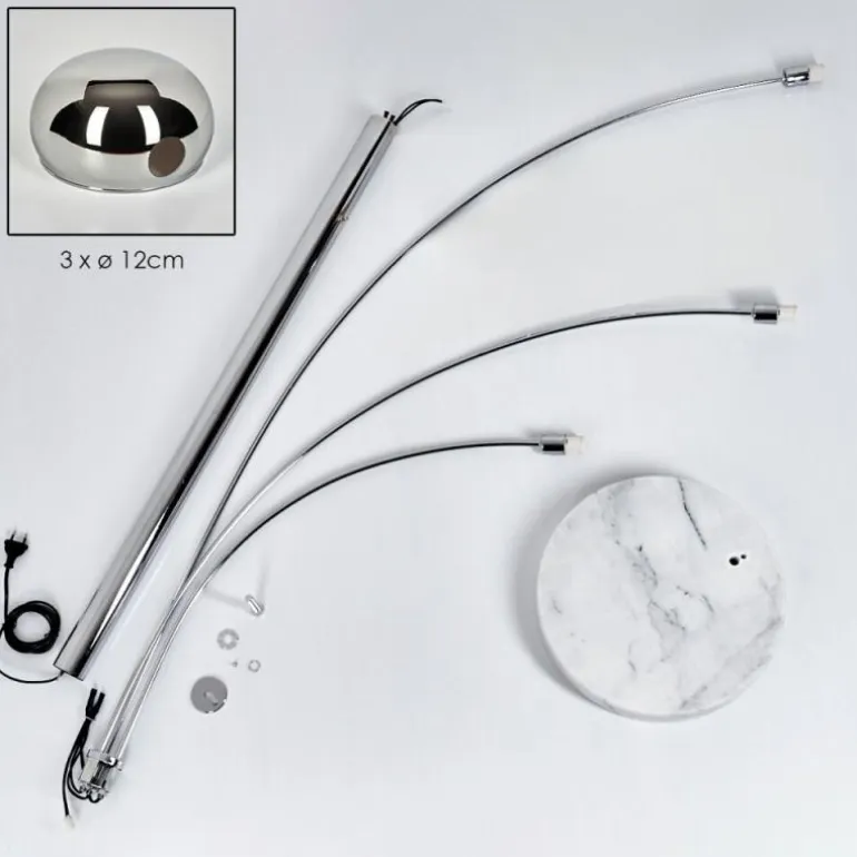 Nikkala Lampadaire Chrome, Blanc, 3 lumières