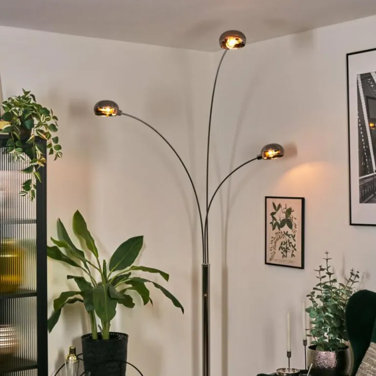Nikkala Lampadaire Chrome, Blanc, 3 lumières
