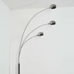 Nikkala Lampadaire Chrome, Blanc, 3 lumières