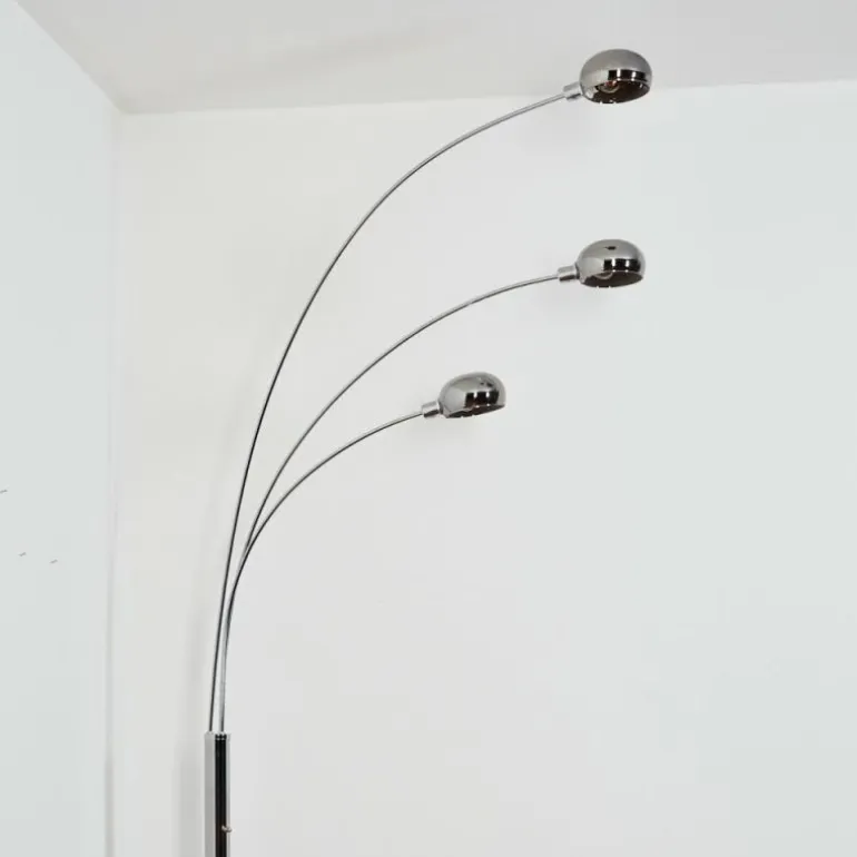 Nikkala Lampadaire Chrome, Blanc, 3 lumières