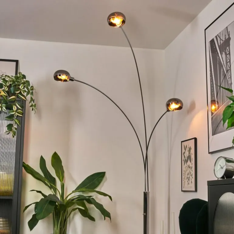 Nikkala Lampadaire Chrome, Blanc, 3 lumières