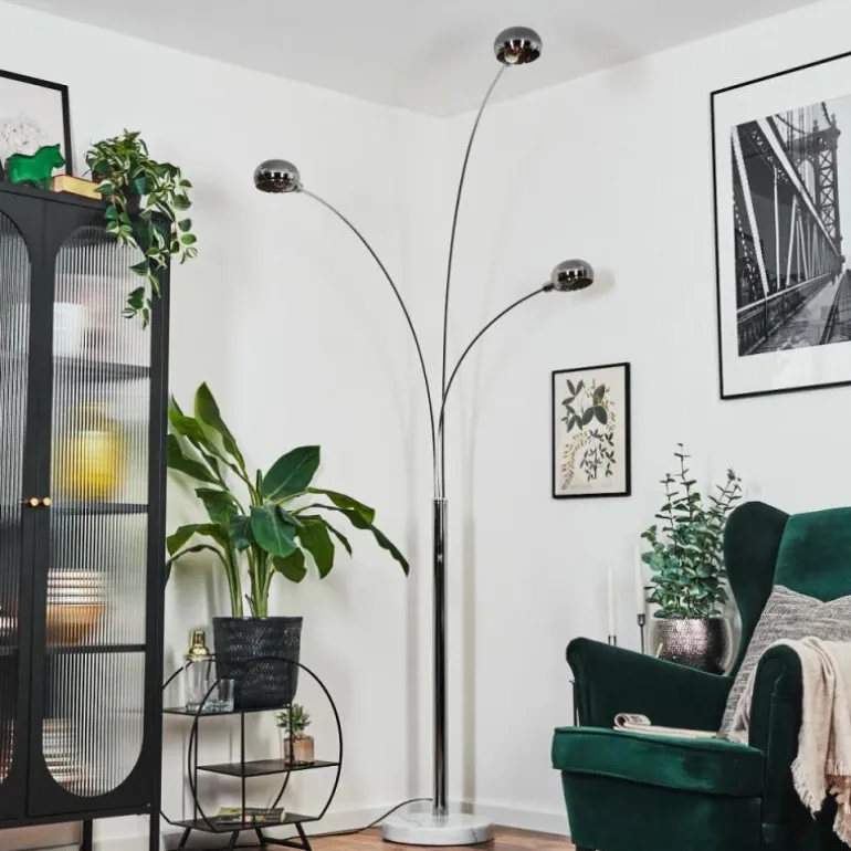 Nikkala Lampadaire Chrome, Blanc, 3 lumières