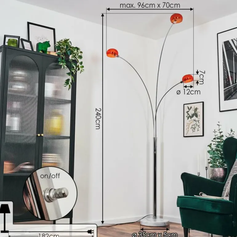 Nikkala Lampadaire Chrome, Blanc, 3 lumières