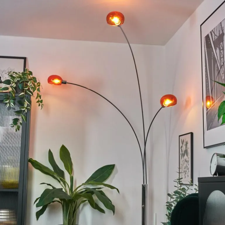 Nikkala Lampadaire Chrome, Blanc, 3 lumières