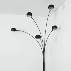 Nikkala Lampadaire Chrome, Noir, 5 lumières
