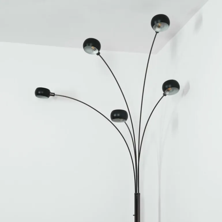 Nikkala Lampadaire Chrome, Noir, 5 lumières