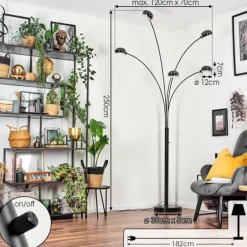 Nikkala Lampadaire Marbre, Noir, 5 lumières