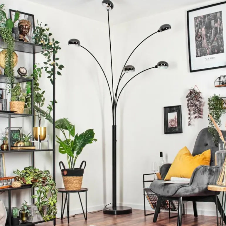 Nikkala Lampadaire Marbre, Noir, 5 lumières