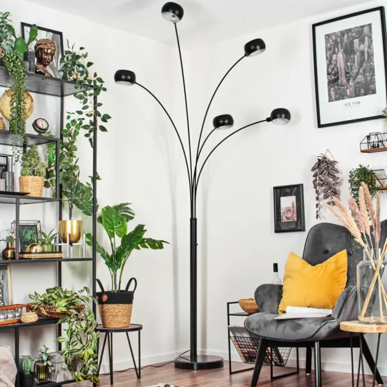 Nikkala Lampadaire Marbre, Noir, 5 lumières