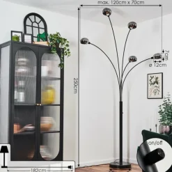 Nikkala Lampadaire Noir, 5 lumières