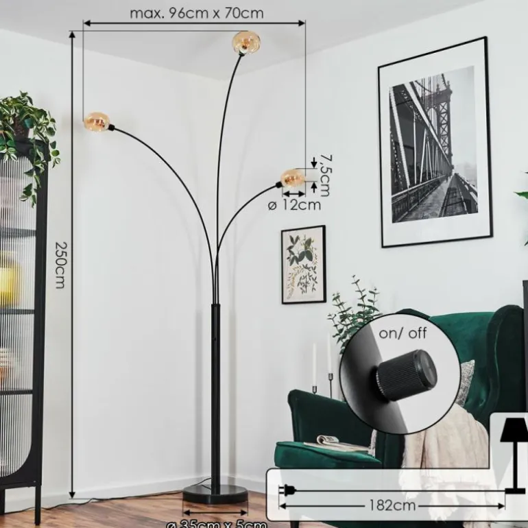 Nikkala Lampadaire Noir, 3 lumières