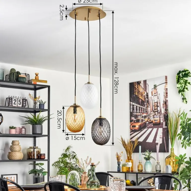 Nyberget Suspension, Boule lumineuse, Suspension Laiton, 3 lumières