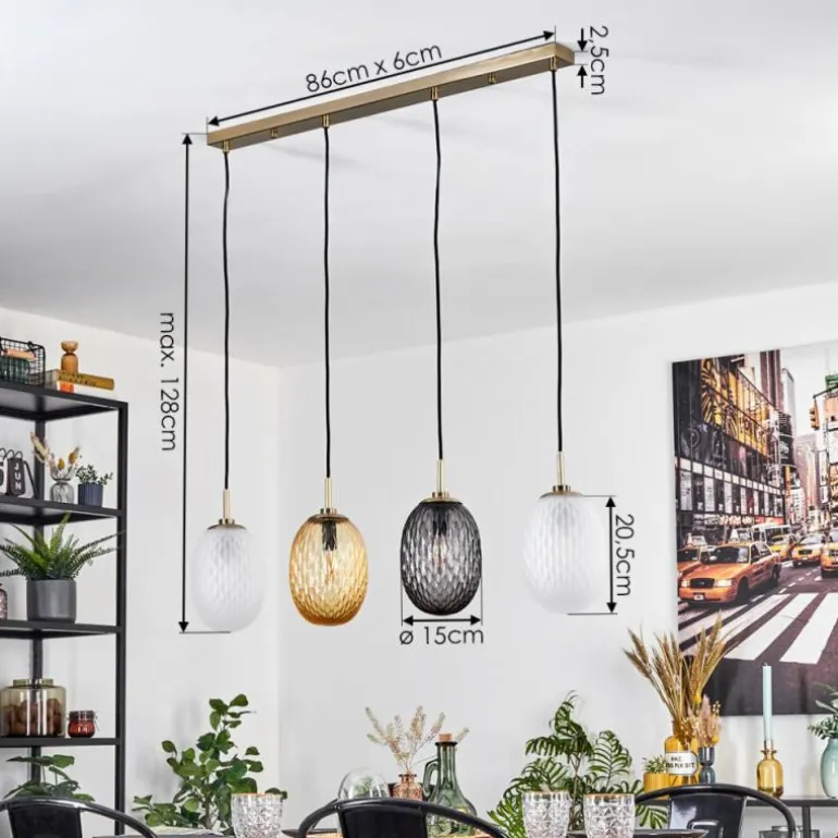 Nyberget Suspension, Boule lumineuse, Suspension Laiton, 4 lumières
