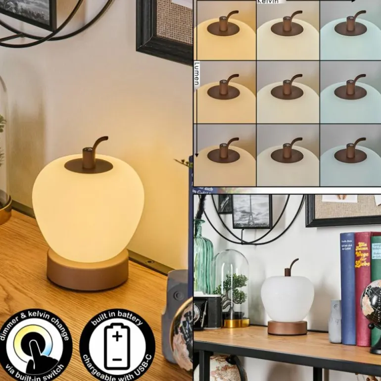 Opsaheden Lampe à poser LED Brun, Blanc, 1 lumière
